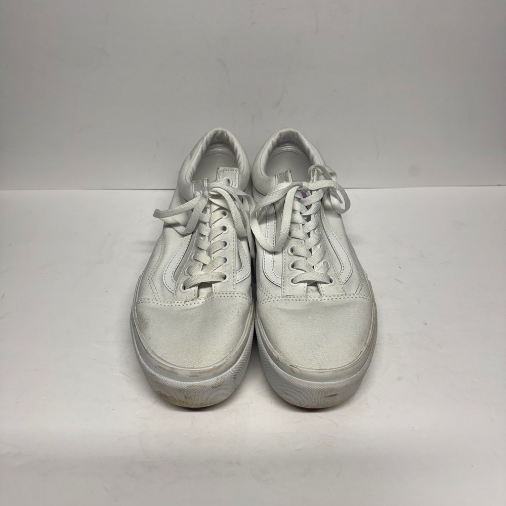 Vans Old Skool Stacked White Canvas Platform Sneakers Mens 9 Womens 10.5 - Picture 3 of 8